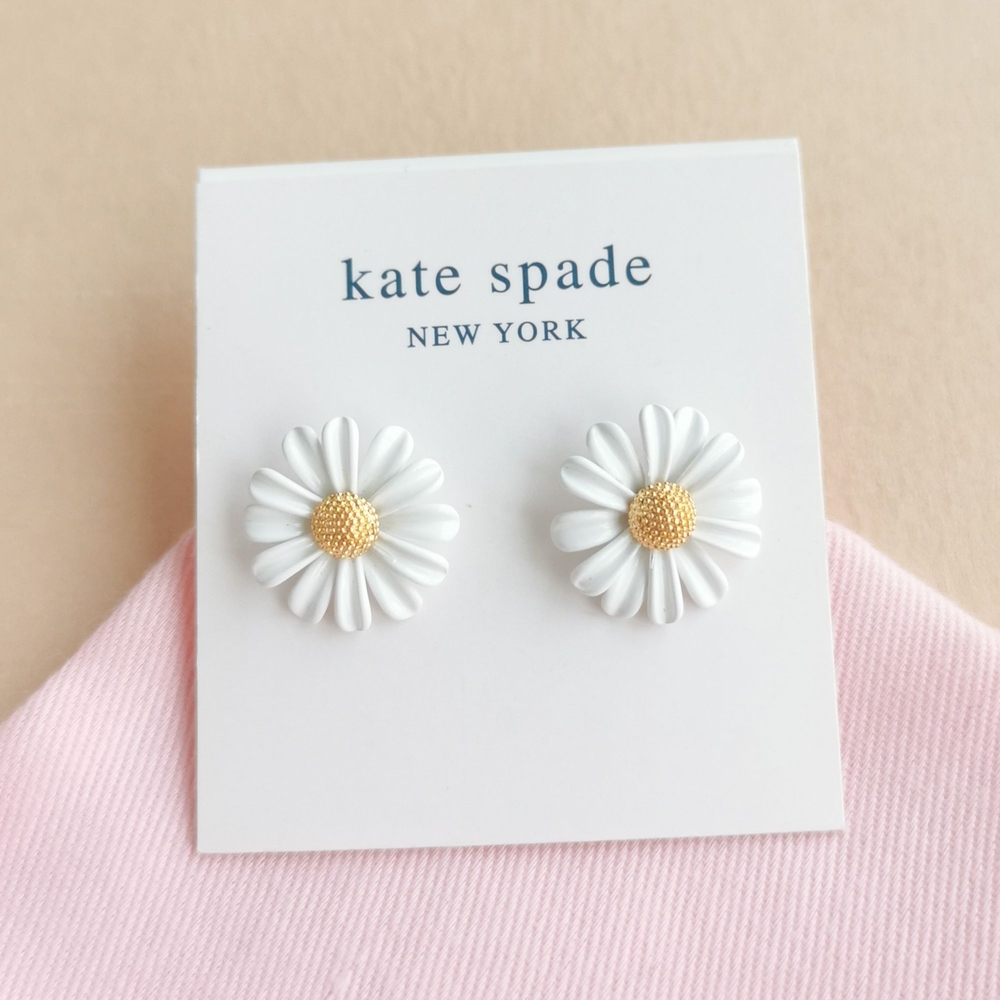 Kate Spade Into The Bloom Stud Earrings - Gold White